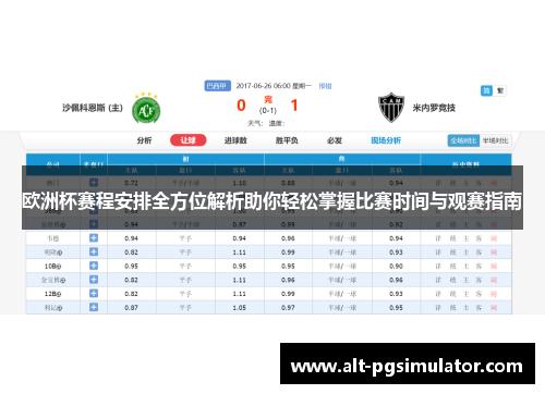 欧洲杯赛程安排全方位解析助你轻松掌握比赛时间与观赛指南